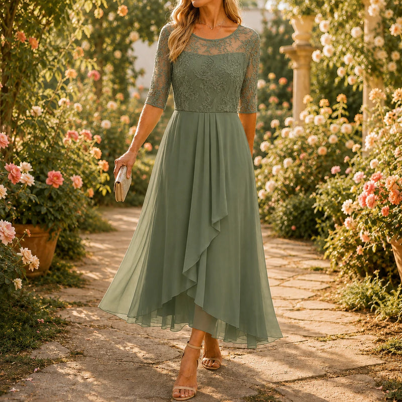50% RABATT NUR HEUTE | GraceLace™ - Besticktes Midi-Kleid aus Spitze
