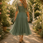 50% RABATT NUR HEUTE | GraceLace™ - Besticktes Midi-Kleid aus Spitze