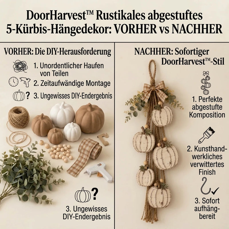 50% RABATT NUR HEUTE | DoorHarvest™ - 5-Kürbis-Herbst-Türkranz