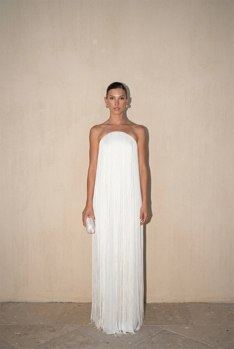 50% RABATT NUR HEUTE | FringeSway™ - Fransen-Plissee-Maxikleid