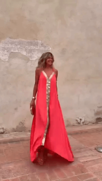 50% RABATT NUR HEUTE  SatinGlow™ - Korallgoldenes Abendkleid