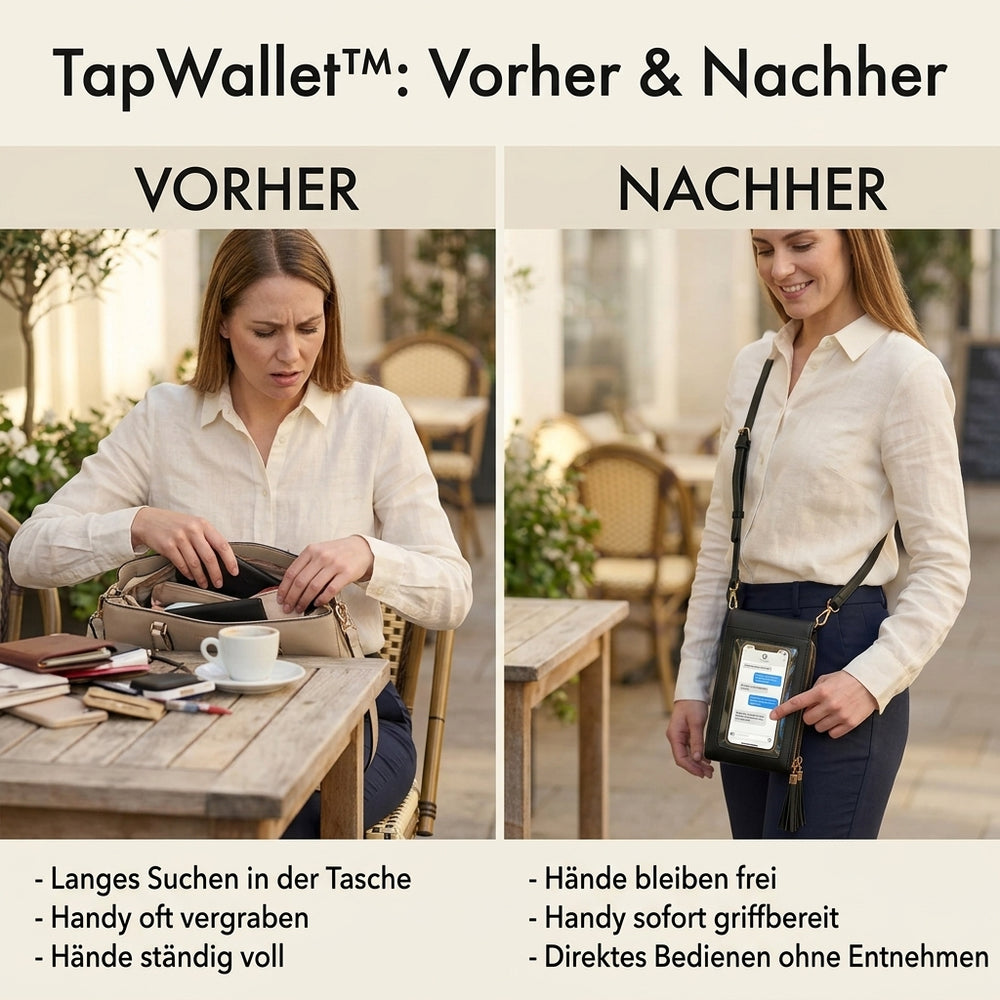 50% RABATT NUR HEUTE | TapWallet™ - Touchscreen-Umhängetasche mit Handyfach