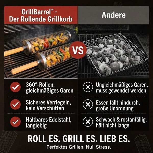 1+1 GRATIS HEUTE  GrillBarrel™ - Rollender Grillkorb
