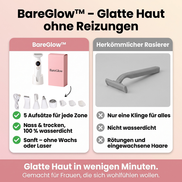 50% RABATT NUR HEUTE  BareGlow™ - 5-in-1 Rasierer-Set