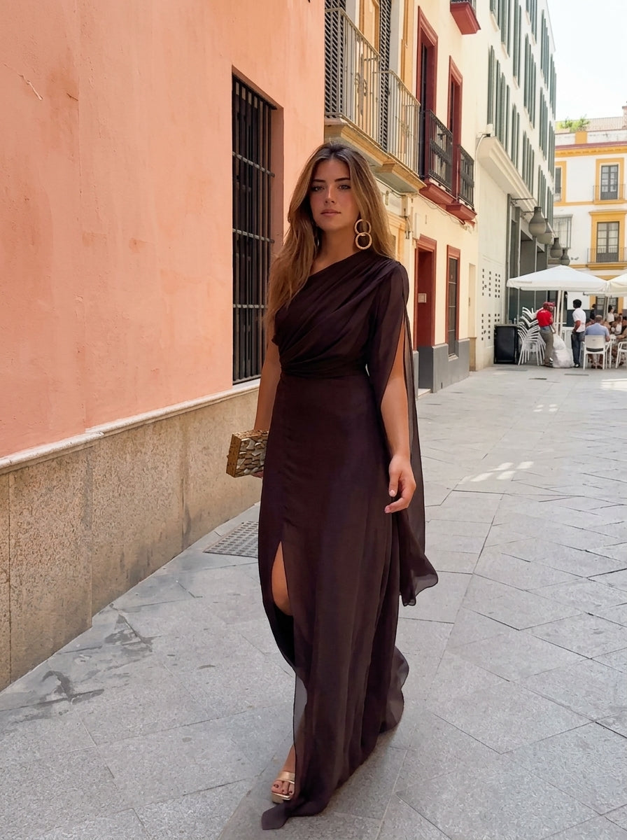 50% RABATT NUR HEUTE | CapeDrape™ - One-Shoulder-Maxikleid