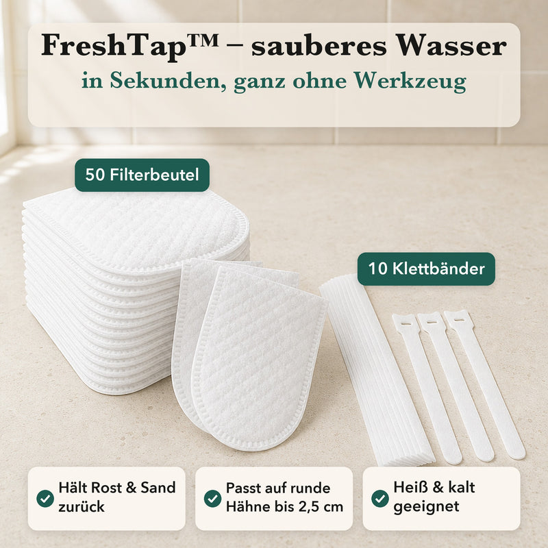 50% RABATT NUR HEUTE | FreshTap™ - Aufsteckbarer Wasserhahnfilter (50er-Pack + 10 Bänder)