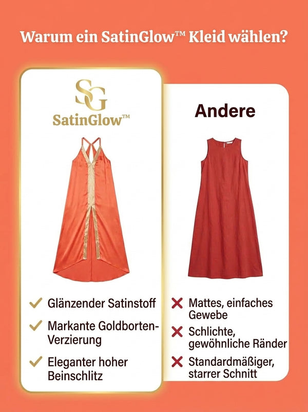 50% RABATT NUR HEUTE  SatinGlow™ - Korallgoldenes Abendkleid