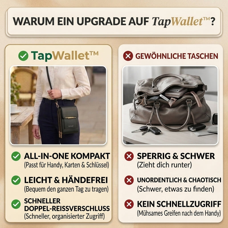 50% RABATT NUR HEUTE | TapWallet™ - Touchscreen-Umhängetasche mit Handyfach