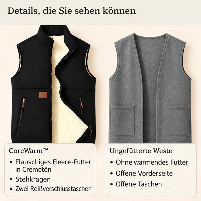 CoreWarm™ im Vergleich mit einer ungefütterten Weste