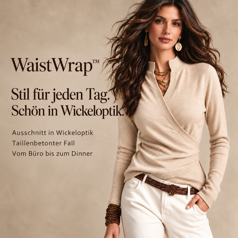 WaistWrap™ – beiger Pullover in Wickeloptik