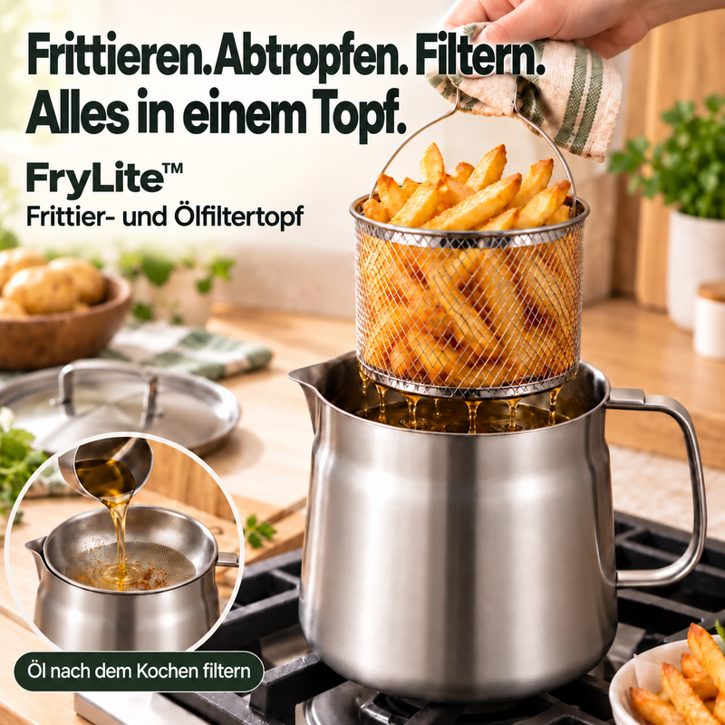 FryLite™ – Frittieren, Abtropfen und Filtern in einem Topf